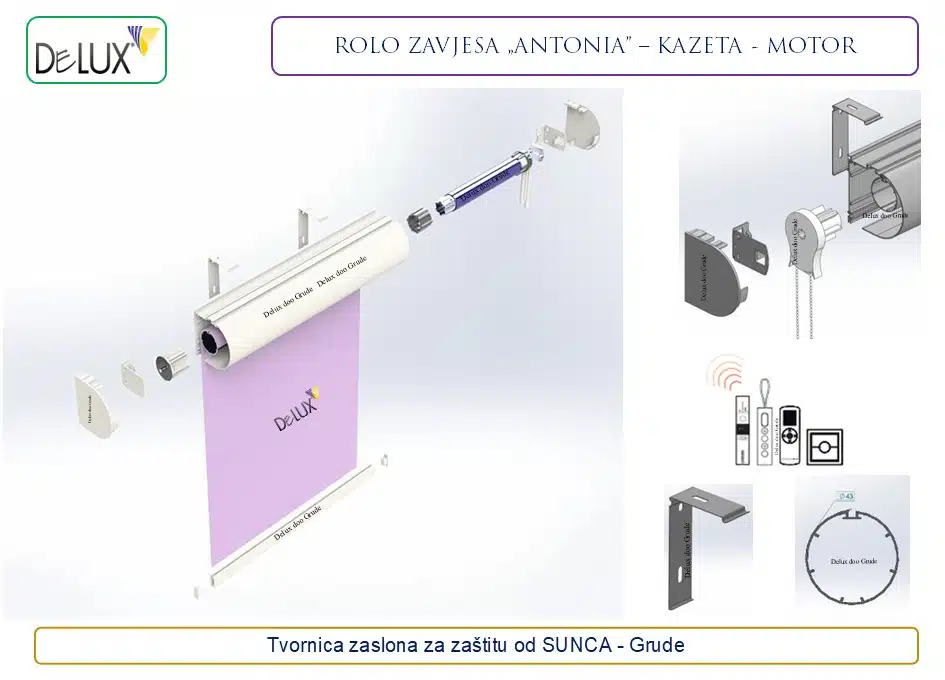 Delux rolo zavjesa Antonia s motorom i elegantnom kazetom za potpuno automatizirano i diskretno sjenilo