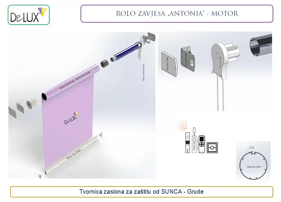 Delux motorizirana rolo zavjesa Antonia s daljinskim upravljanjem za pametan dom