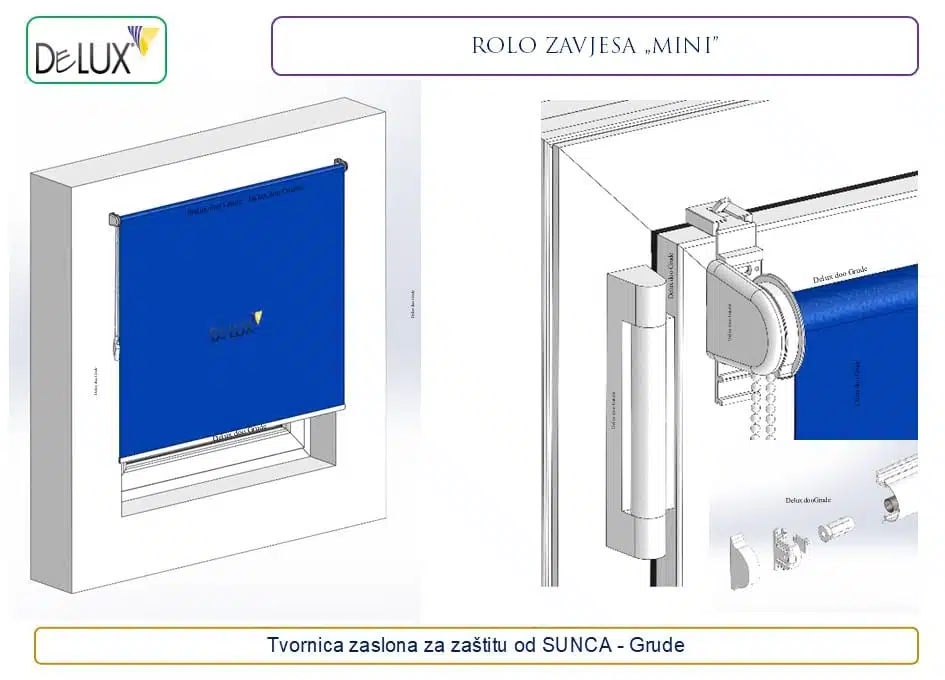 Delux Mini rolo zavjesa bez bušenja, idealna za brzu montažu na okvir prozora