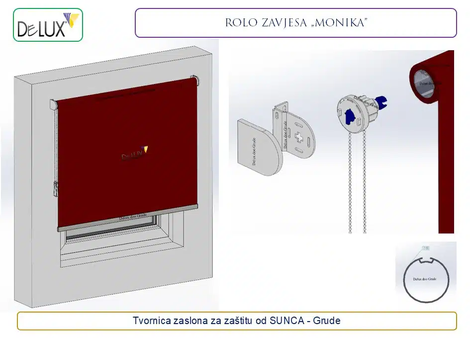 Delux rolo zavjesa Monika s gustim, neprozirnim materijalom u raznim bojama