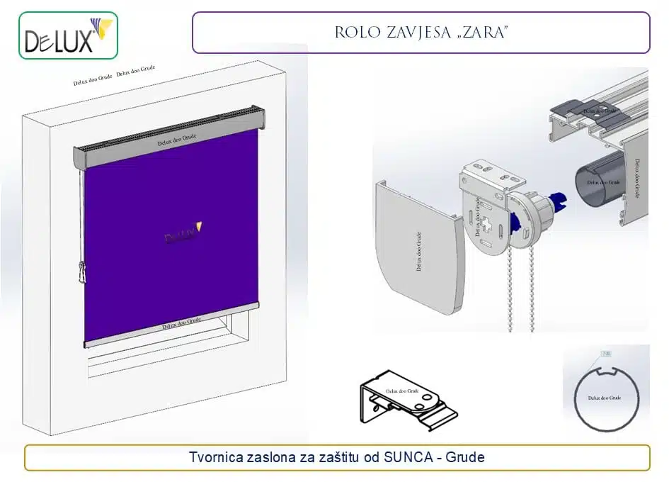 Delux rolo zavjesa Zara stil s teksturom lana u pješčanoj boji, idealna za moderno uređenje interijera