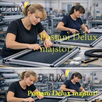 Muška i ženska osoba izrađuju okvir za komarnik u proizvodnoj hali, radni stol s alatom