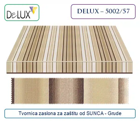 Platno za tende – tehnički dezen s prugama u sivoj nijansi, Delux 5000/57