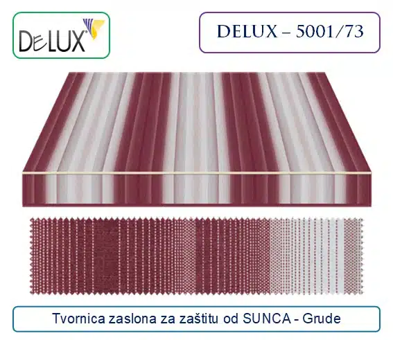 Platno za tende – dezen pruge crvene, sive i bijele boje, Delux 5001/73