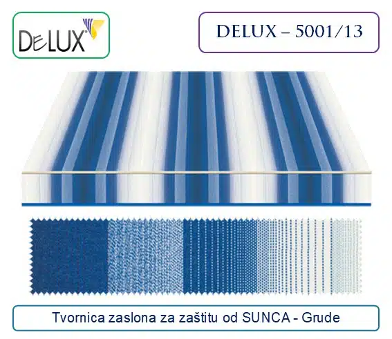 Platno za tende – dezen pruge plave i bijele boje, Delux 5001/13