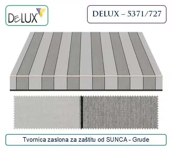 Platno za tende – dezen pruge svijetlosive i tamnosive boje, Delux 5371/727