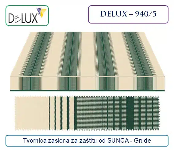 Platno za tende – dezen pruge zelene i bež boje, Delux 940/5