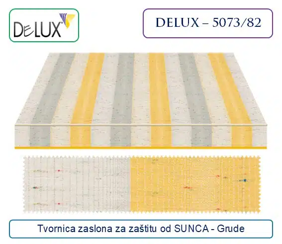 Platno za tende – dezen pruge žuto-sivo-bijele, Delux 5073/82