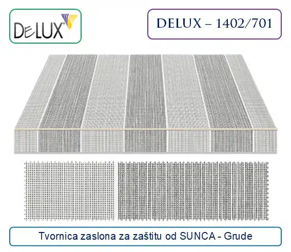 Platno za tende – tehnički dezen u sivoj boji, Delux 1402/701