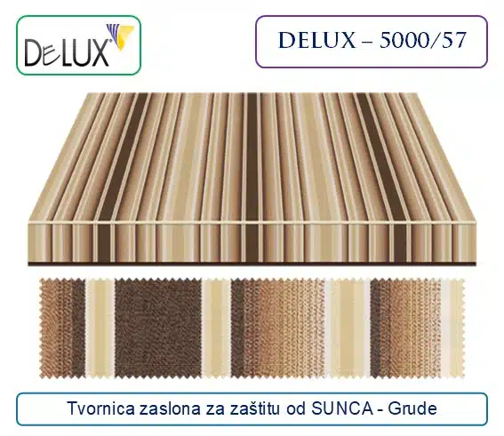latno za tende – tehnički dezen s prugama u sivoj nijansi, Delux 5000/57