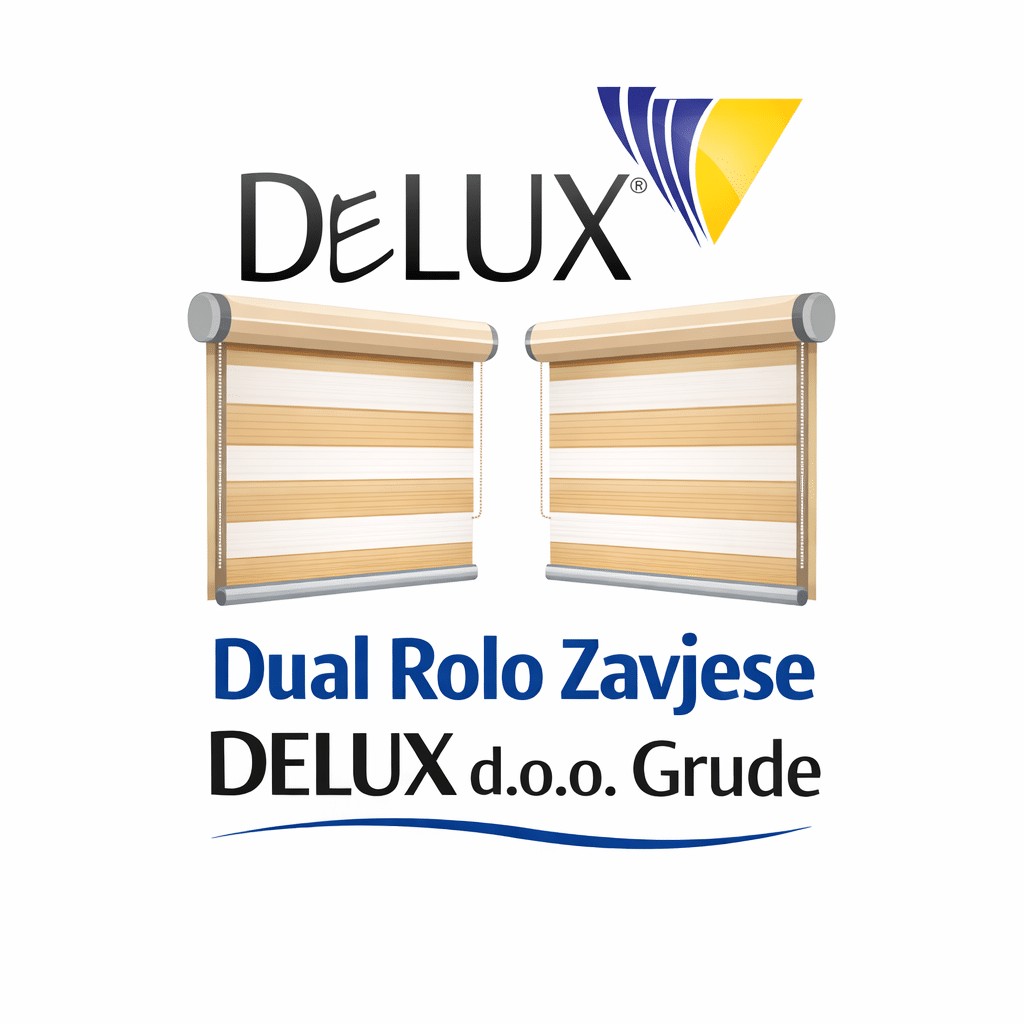 Dual rolo zavjese u bež i bijelim prugama – DELUX d.o.o. Grude