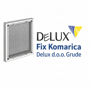 Fix komarnica u aluminijskom okviru uz logo Delux d.o.o. Grude