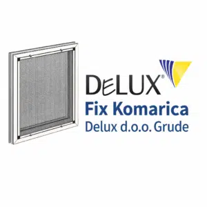 Fix komarnica u aluminijskom okviru uz logo Delux d.o.o. Grude
