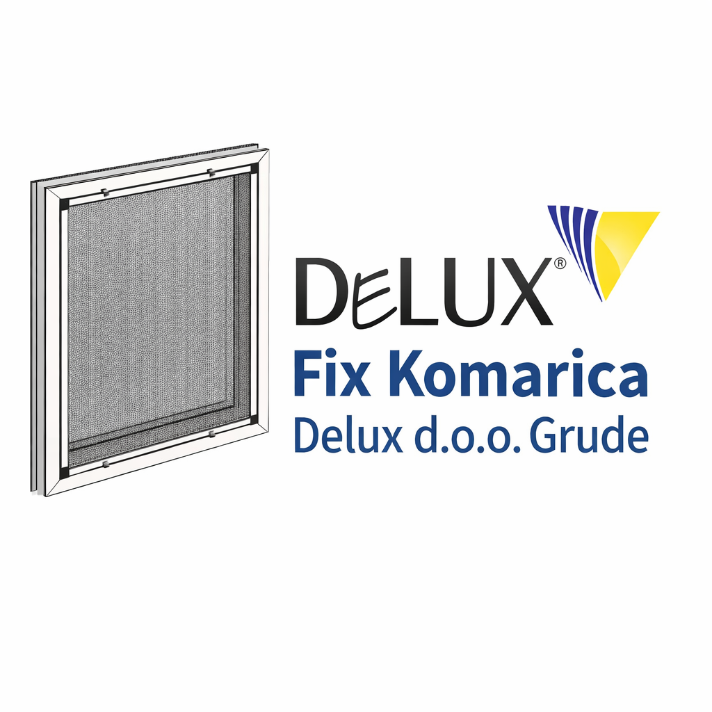 Fix komarnica u aluminijskom okviru uz logo Delux d.o.o. Grude