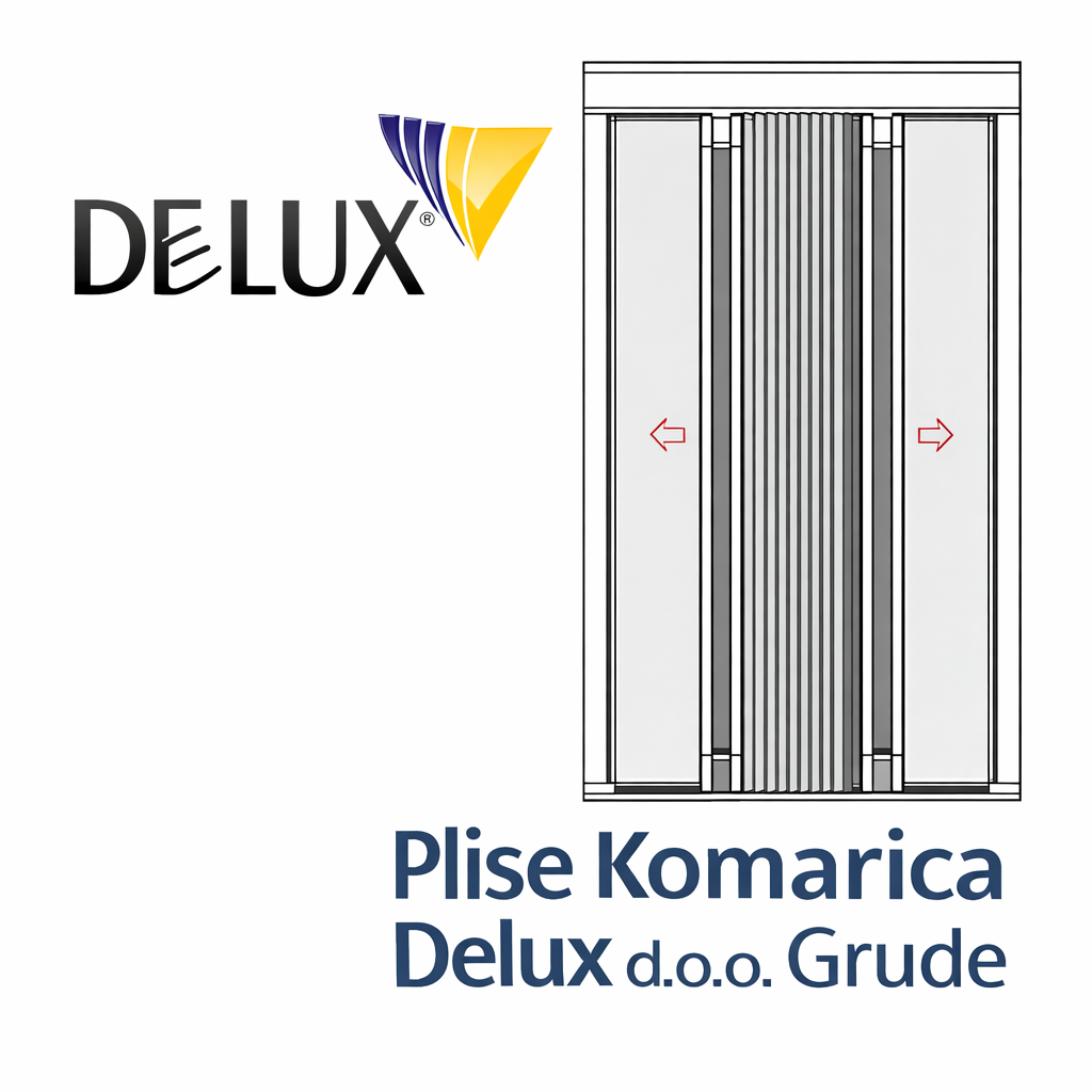 Plise komarnik s bočnim pomicanjem uz logo Delux d.o.o. Grude