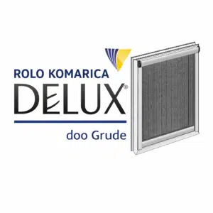 Rolo komarnica u aluminijskom okviru uz logo Delux d.o.o. Grude