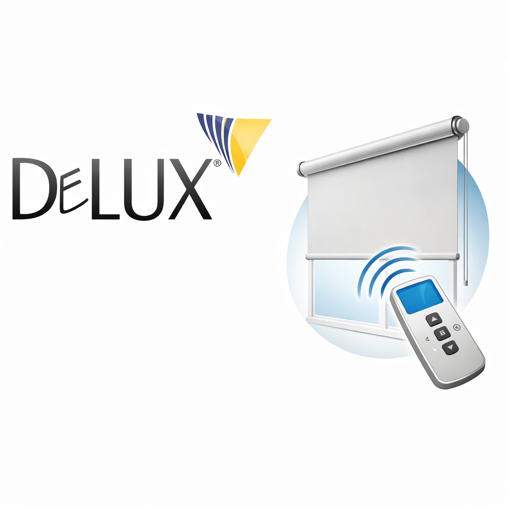 Rolo zavjesa na daljinsko upravljanje uz logo Delux d.o.o. Grude