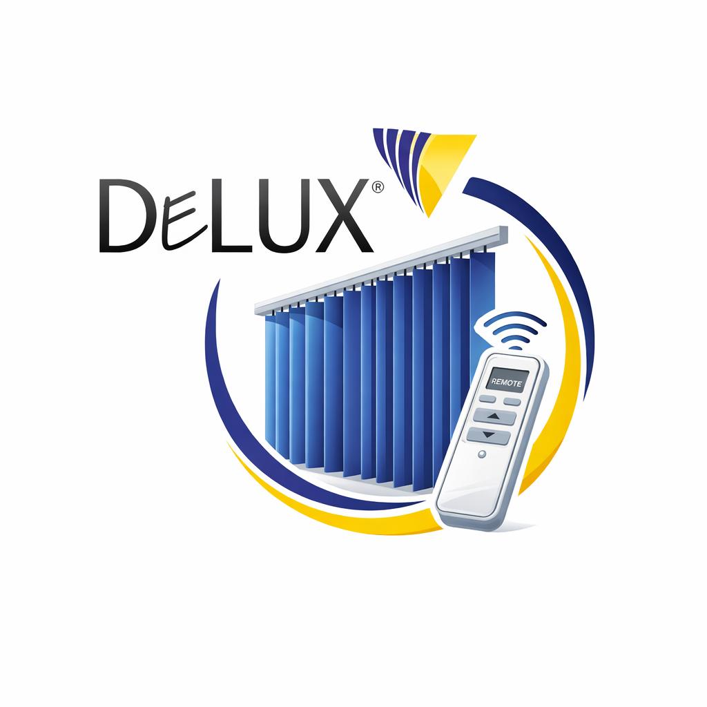 Vertikalne trakaste zavjese na daljinsko upravljanje uz logo Delux d.o.o. Grude